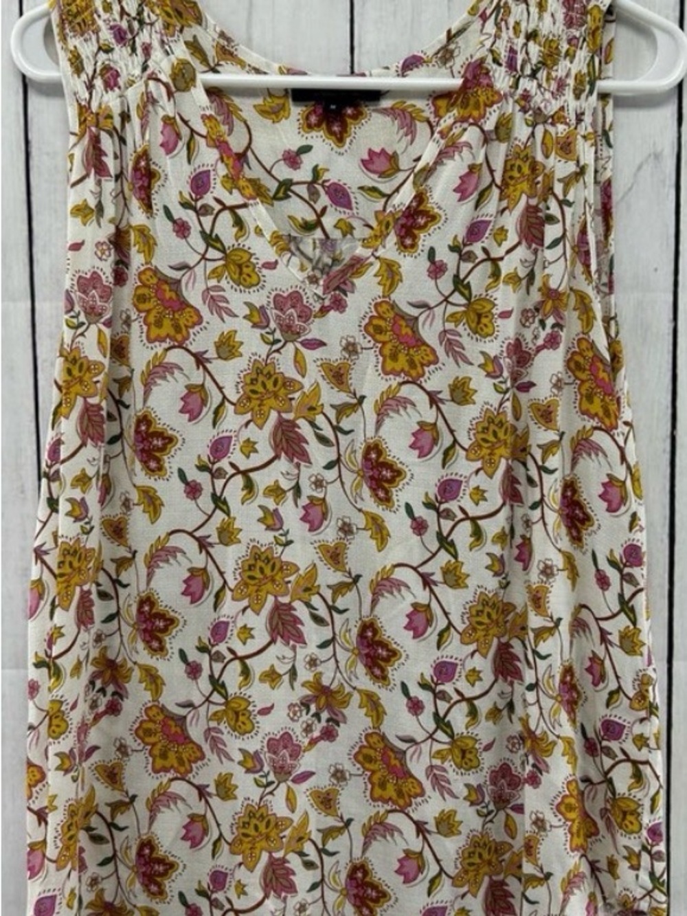 Rachel Zoe Cream Floral Sleeveless Blouse with Yellow and Pink Flowers